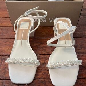 Dolce Vita White Crystal Embellished Heels